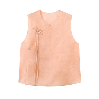 100% ໄຫມ vintage ໃຫມ່ແບບຈີນຄໍມົນ slanted vest placket