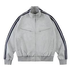 ແຖບຂະໜານ RAPPEYE ແຍກ zipper sweatshirt ຍີ່ຫໍ້ trendy ລະດູໃບໄມ້ປົ່ງຂອງຜູ້ຊາຍແລະດູໃບໄມ້ລົ່ນຂອງອາເມລິກາ versatile ວ່າງກິລາ cardigan jacket ສໍາລັບແມ່ຍິງ