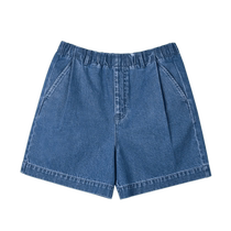INSIS FEMME Nordic casual cool environmentally friendly Tencel summer new elastic waist pleated denim shorts for women