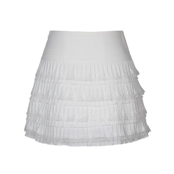 Xiangmeimei ສີຂາວ lace cake skirt ຂອງແມ່ຍິງແອວສູງກະໂປງ a-line ຄົນຂະຫນາດນ້ອຍອະເນກປະສົງ ສິ້ນສັ້ນປົກປິດກົ້ນ