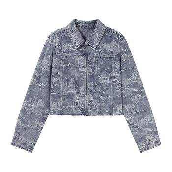 Qiushui yiren ການອອກແບບໃຫມ່ຂອງຈີນ jacket denim 2026 ພາກຮຽນ spring ໃຫມ່ຂອງແມ່ຍິງປັບປຸງແບບແຫ່ງຊາດ jacket casual