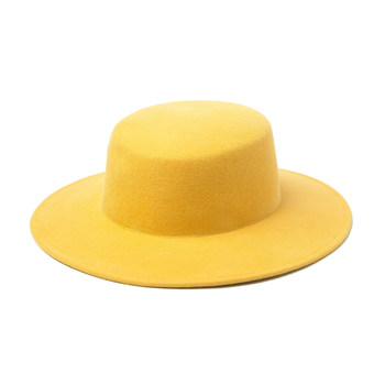 British style black gentleman's flat brim woolen top hat for men and women