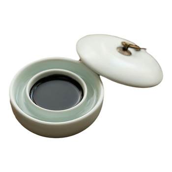 Ru kiln hot pot inkstone to prevent dry ink sea four treasures of the study