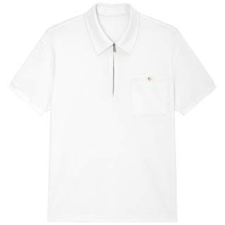 高级感短袖T恤男士POLO衫拉链口袋款休闲宽松夏季薄款透气潮t男