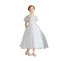 High-end western-style blue girls dress princess dress birthday first birthday hosting speech piano performance clothing spring and autumn