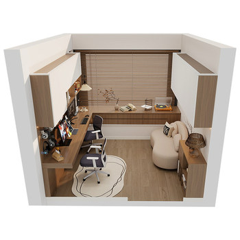 Quanyou whole house custom study bookcase integrated office multi-function storage storage cabinet study table medieval style