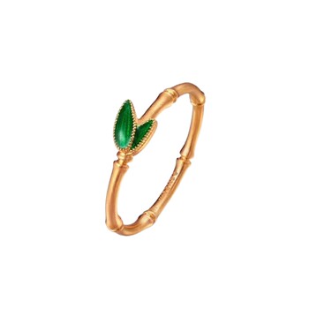 Old temple ancient bamboo pure gold ring, the same style as sun li