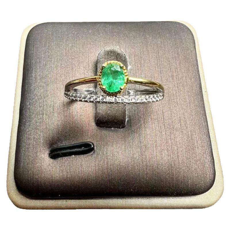 Natural emerald ring 4 x 5 925 silver finely inlaid natural colored gemstone jewelry