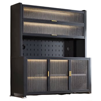 Snow mountain slate sideboard slate + carbon steel double countertop