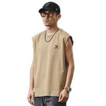 Jay Leno American retro fitness pure cotton mens vest vest hurdle sports loose sleeveless mens t-shirt trendy brand
