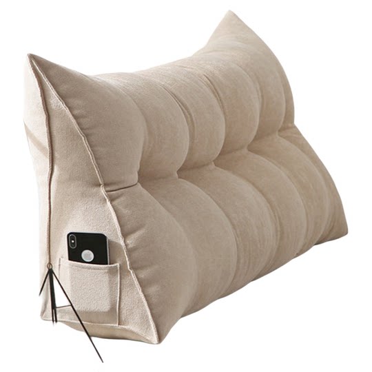 蔓越家 日式ins榻榻米软包三角大靠背北欧纯色长靠枕米色床头靠垫