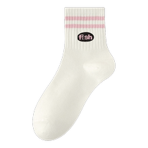 Zhuji Socks Womens Summer Thin Sweat-Absorbent and Deodorant Cotton Socks Summer Girls Solid Color Sports Breathable Mid-Short Socks