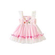 Fanhunting girls dress summer dress 2024 new style childrens princess dress girl baby suspender gauze dress summer