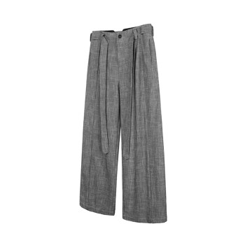 OkayThxBye Bamboo gray loose straight wide leg drape strap kendo pants casual trousers slimming trousers