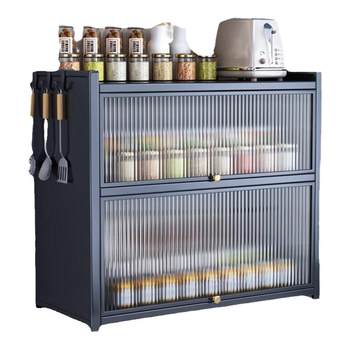 Kitchen seasoning storage rack storage box household countertop with cover seal seasoning rack cabinet layered storage rack
