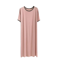 Modal Pajamas Womens Summer Thin Loose Short-Sleeved Round Neck Pajamas Can Be Weared Outside with Breast Pads All-in-One Home Clothes