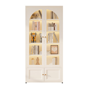 Steel simple bookcase glass door dustproof cabinet