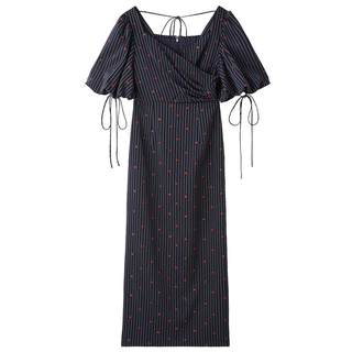 Frayi.d puff sleeve heart-shaped embroidered dress