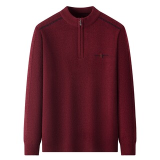 爸爸本命年红色毛衣男中老年爷爷加厚保暖打底衫中年男士针织上衣