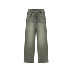 American retro ສີຂຽວ jeans ສໍາລັບແມ່ຍິງ summer ໃຫມ່ຂະຫນາດໃຫຍ່ໄຂມັນເດັກຍິງ mm ແອວສູງວ່າງ slimming ຂາກ້ວາງ