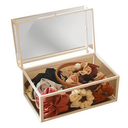 Hairbands, hair accessories storage box, dressing table, hairpins, jewelry, hairbands, hairpins, children's hair accessories, rubber bands, transparent glass box