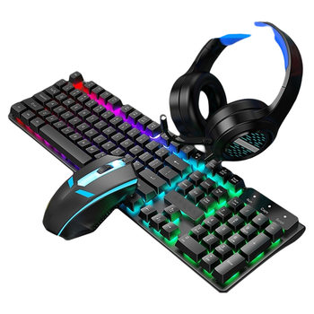E-sports backlit gaming wired keyboard and mouse set mechanical feel desktop laptop computer office mute