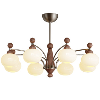 Traditional and simplified persimmon cream white glass chandelier mid-century style living room lamp dining room bedroom lamp aesthetic french retro 2378