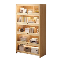 Naijia (furniture) all solid wood bookshelf rack floor cabinet storage with door dustproof home living room display cabinet