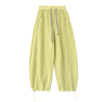 Spring scimitar sweatpants women's 2026 new multi-color versatile cinchable legs and two-wear wide leg banana pants
