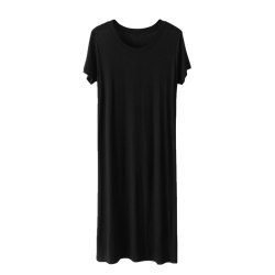 Dress Women's Summer Mid-Length Black Short-Sleeved T-Shirt Long Skirt Round Neck Modal Bottoming Skirt Slim A-Line Skirt