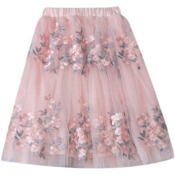 Girls Skirt 2024 Summer Children's Puffy Mesh Skirt Girls Little and Large Pants Pleated Skirt