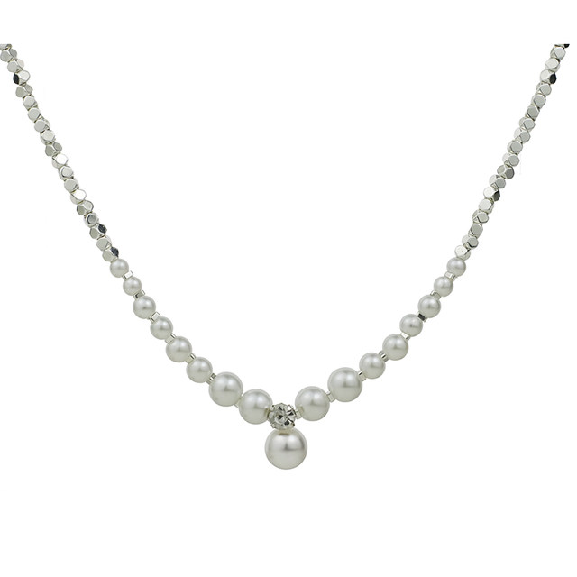 Super elegant gray broken silver pearl necklace~