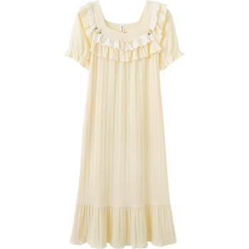 Mark Princess Nightgown Summer Women's Soft Cotton Sweet Princess Style French Dress ຂະ​ຫນາດ​ໃຫຍ່ pajamas ຍາວ