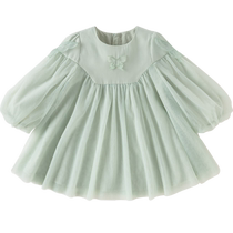 David Bella girls dress childrens style mesh skirt 2024 autumn new baby princess dress childrens clothing