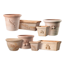 DEROMA Imperial Roman classic relief handmade pottery pot Nordic style flowerpot olive branch lemon grape royal white pottery