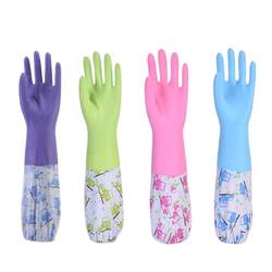 Washing glove women's kitchen plus velvet thickened rubber laundry dedicated waterproof latex resistance housework clean and durable
