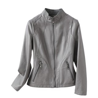 Women's short leather jacket, slim korean style, small haining