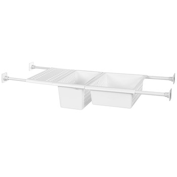 Layered partition rack storage basket in bathroom cabinet