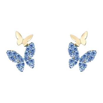 earrings butterfly ສີຟ້າສໍາລັບແມ່ຍິງ 2024 ໃຫມ່ທີ່ນິຍົມ niche ເປັນເອກະລັກ earrings exquisite high-end temperament sterling ເງິນ earrings