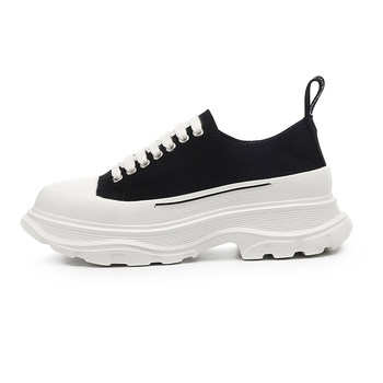 Canvas shoes for women, platform thick soles, hot style white shoes and half slippers