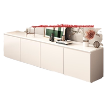 Floor-standing TV cabinet light luxury high-end solid wood floor cabinet small apartment black high style slate TV cabinet living room home