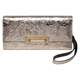 New genuine leather long style gold wallet in hand