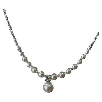 Summer broken silver imitation pearl necklace women's clavicle chain