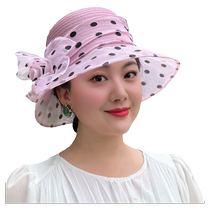 (Exclusive to Xiaoyu) Elegant organza sunshade hat goddess-like polka-dot hat revealing face small and breathable non-shawl trendy