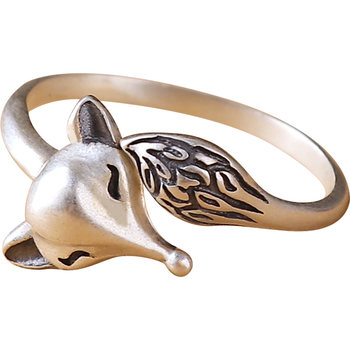 Sterling silver fox ring adjustable opening
