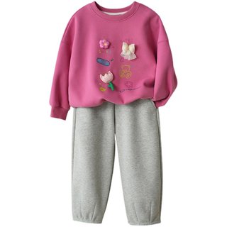 一体绒萝卜裤 儿童加绒卫裤男女童慢跑裤中大童运动裤 秋冬款童装