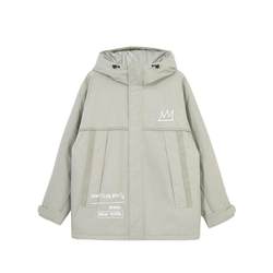 t zone Lingzhi Jack Jones ດູໃບໄມ້ລົ່ນແລະລະດູຫນາວຜູ້ຊາຍ BSQ ຮ່ວມແບບ trendy casual loose hooded letter jacket ຝ້າຍ