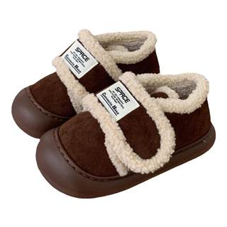 Versatile color-blocked lamb wool sneakers with thin strips of velcro