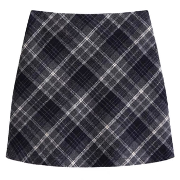 Pear-shaped figure autumn and winter woolen retro high-waisted a-line skirt