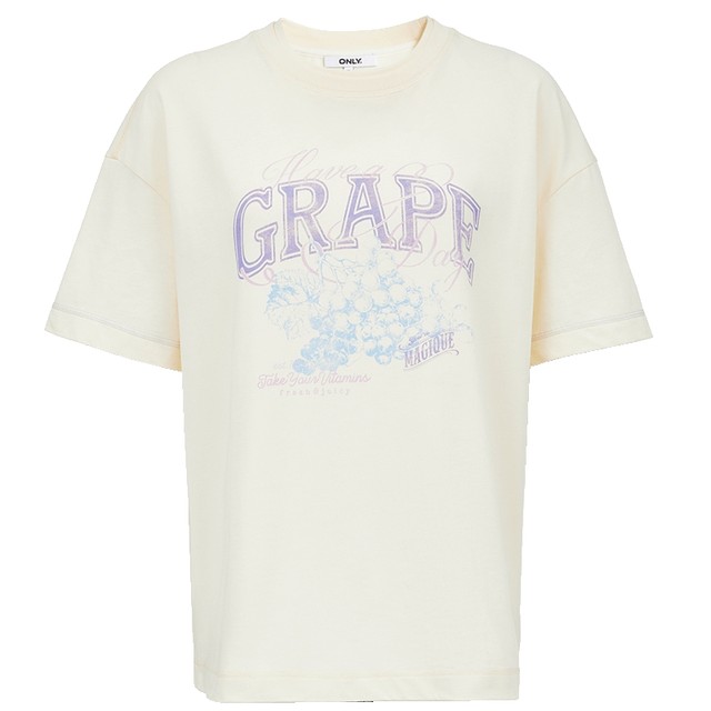 ONLY dropped shoulder loose round neck printed cotton T-shirt